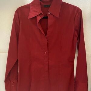 New York & Company Vibrant Red Stretch Shirt